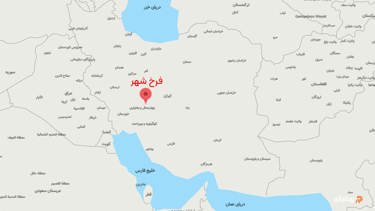 فرخ شهر روی نقشه ایران