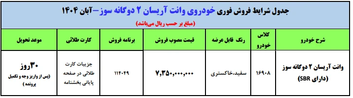 ثبت نام آریسان ۲ دوگانه سوز با قیمت جدید