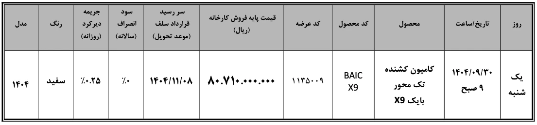 فروش کامیون بایک X9 بهمندیزل